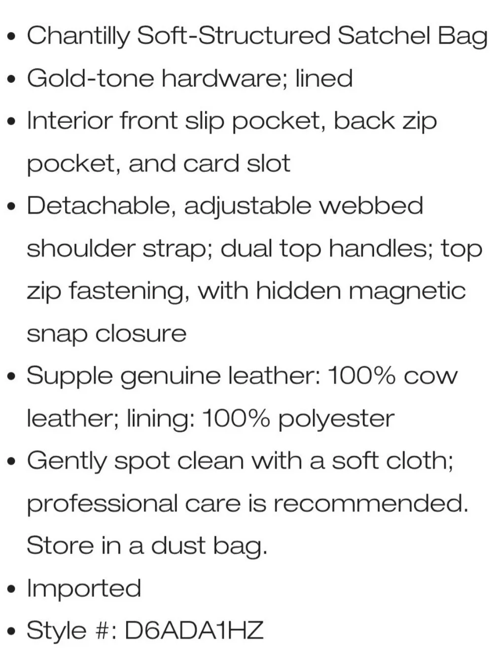 Donna Karen Chantilly Satchel Bag Moth